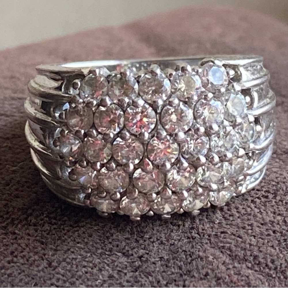 Diamonique Vintage Qvc Cz Cluster Band Sterling Silver Ring Sz 5 29$